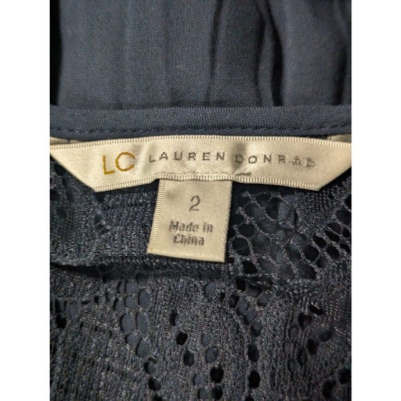 LC Lauren Conrad Navy Lace Floral Fit and Flare Sleeveless Above Knee Dress - Picture 6 of 9